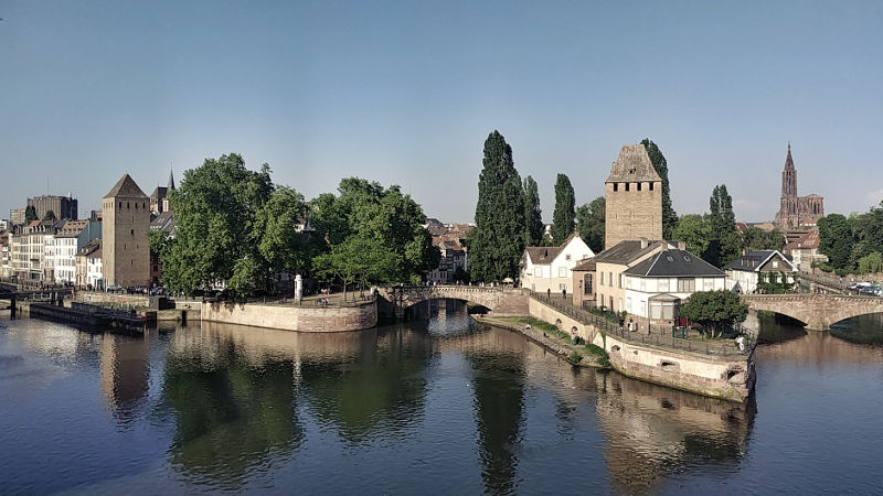 Blick auf die Ponts Couverts von der Barrage Vauban, Strassburg, Wanderhunger