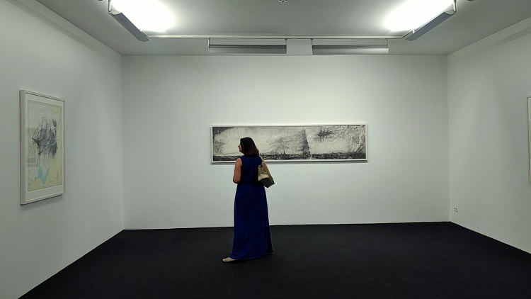 Ausstellung von Skizzen des Künstlers Alexander Ponomarev am Linzer Höhenrausch 2018. Wanderhunger