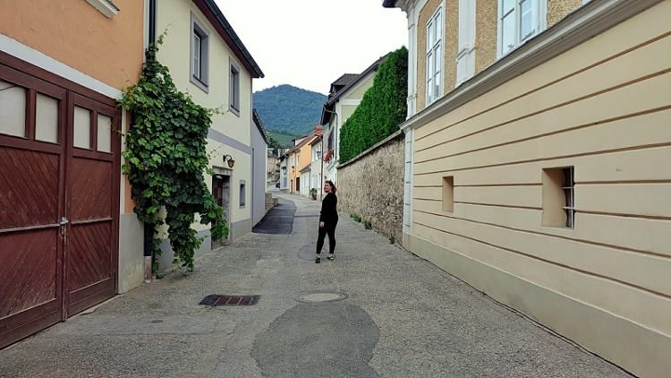 Auf dem Weg ins Dorfzentrum von Spitz an der Donau. Wanderhunger