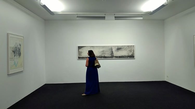 Ausstellung von Skizzen des Künstlers Alexander Ponomarev am Linzer Höhenrausch 2018. Wanderhunger